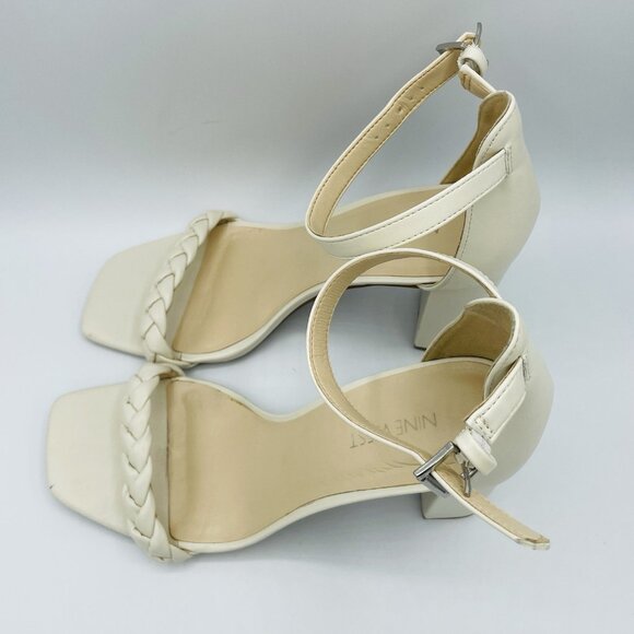 Nine West Shoes Womens Size 10 M White Braid Ankle Strap High Heels Sandals - Picture 6 of 11